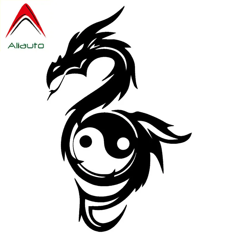 

Aliauto креативные автомобильные стикеры Yin Yang Dragon, Классический китайский стиль, виниловые черные/Серебристые аксессуары, ПВХ наклейка, 15 см * 9...