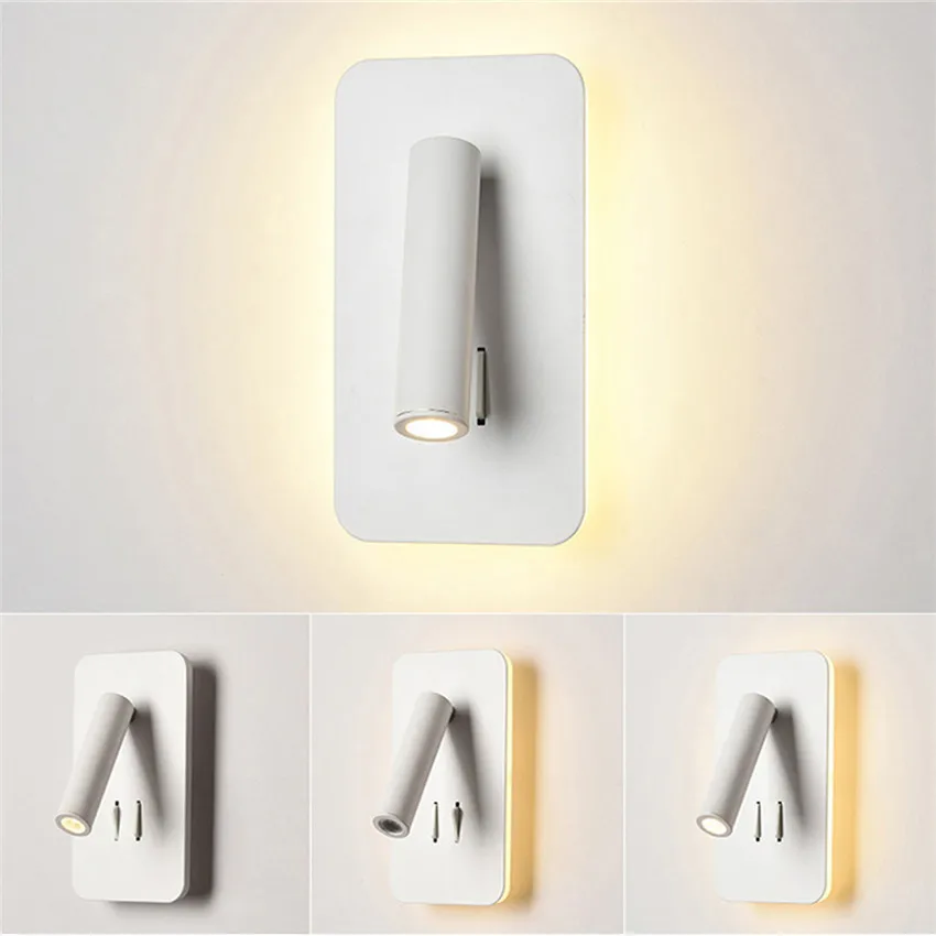 Спальня рядом с настенный светильник светодиодный переключателем для чтения