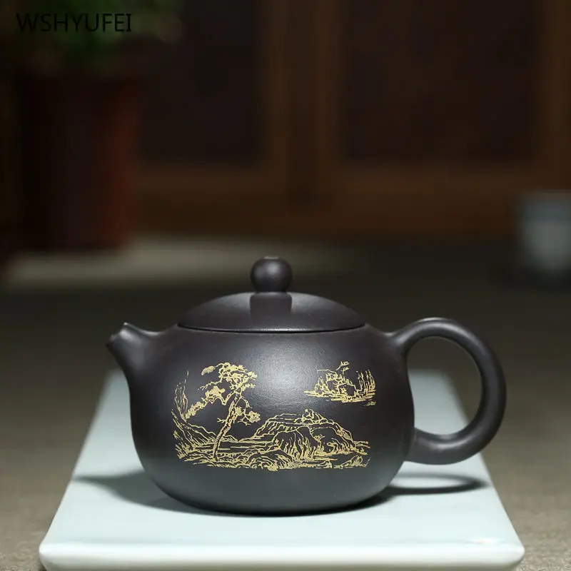 

Yixing Classic tea pot Purple Clay Xishi filter Teapot beauty kettle Chinese Raw ore Handmade Tea set Authentic Customized 270ml