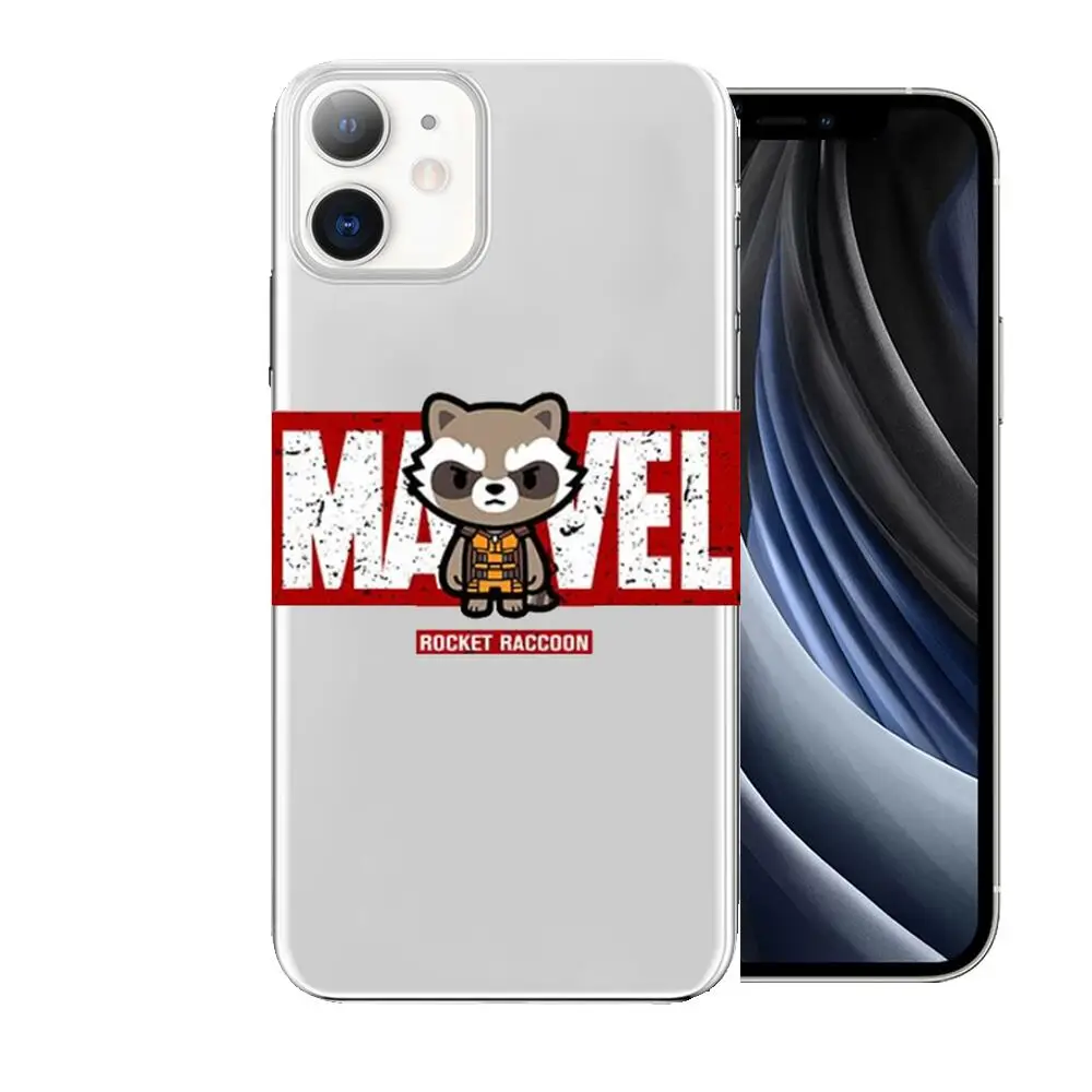 Marvel Avengers Hero name Anime Style Phone Case cover For iphone 11 pro max Cases 12 8 7 6 s XR PLUS X XS  SE 2020 mini  Transp
