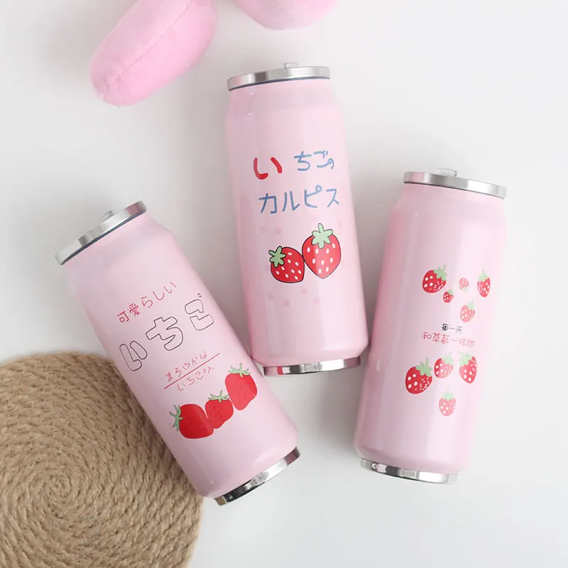 Розовый клубничный с соломенной чашкой модные женские банки для студенток чашка