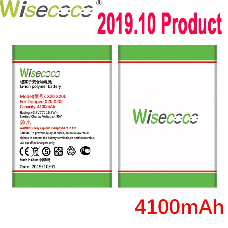 WISECOCO 4100 мАч батарея 17582580 Для DOOGEE X20 X20L мобильного телефона новейшее производство высокое качество батарея+ номер отслеживания