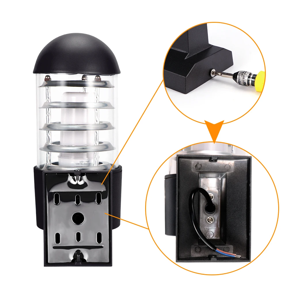 Водонепроницаемый уличный настенный светильник 12 Вт Круглый с одной головкой