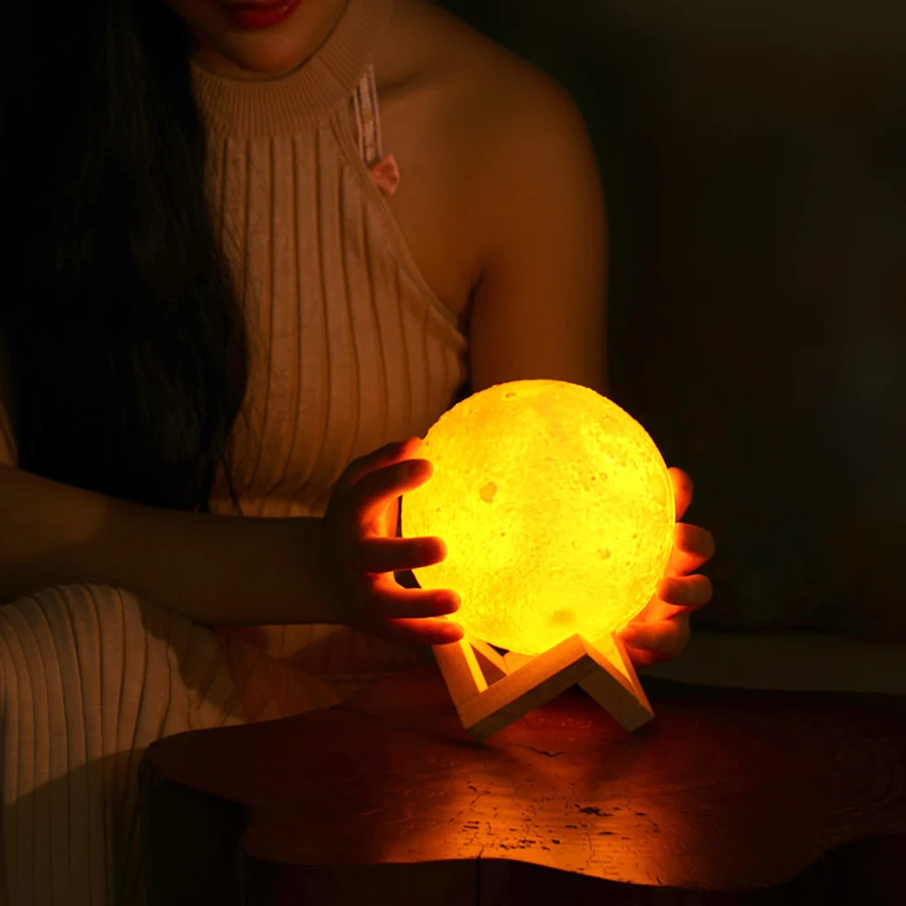 3D Print Moon Lamp With 880ML Air Humidifier LED Night Light Color Change For Home Decor Cool Mist Purifier |