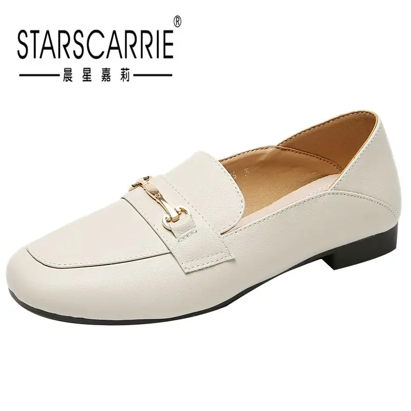 

Flat sole shoes women's new versatile round head leather soft sole shoes women's large women's shoes in spring 2020