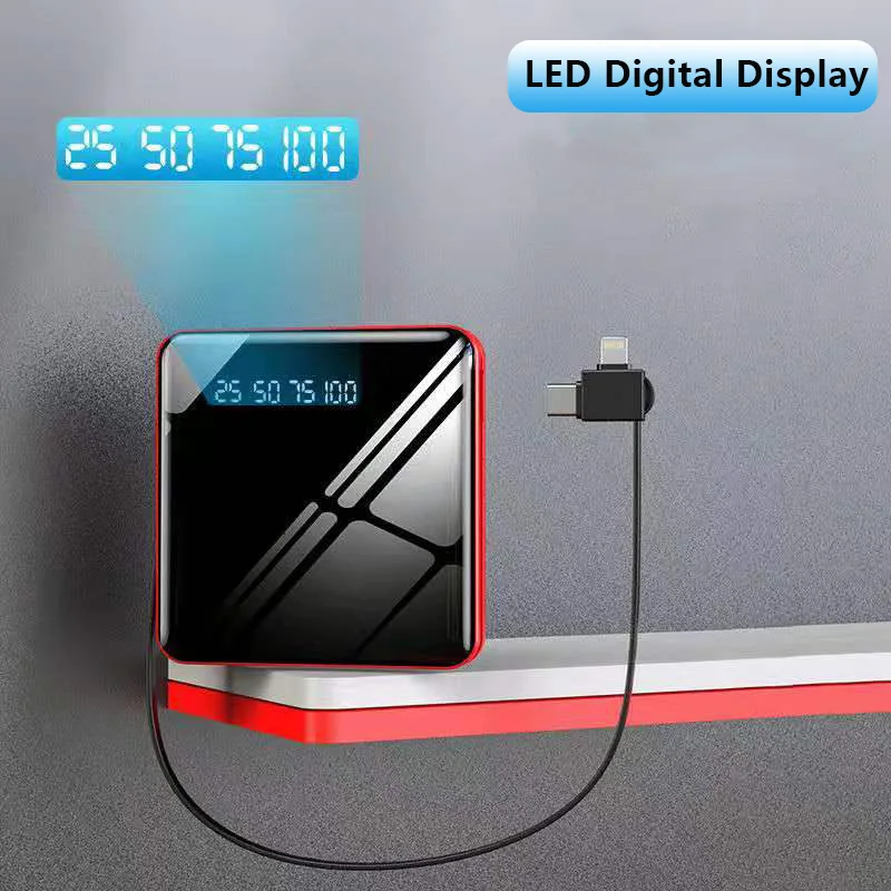 Портативный внешний мини аккумулятор со светодиодной подсветкой 10000 мАч|Внешние