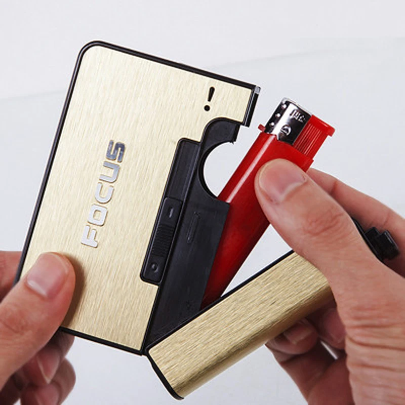 

Automatic Ejection Cigarette Dispenser Case Holder Lighter Gadget for Men Christmas Gift Metal Boxes