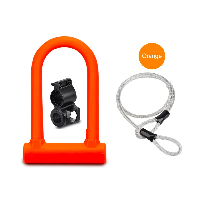 Orange Steel cable Велосипедный замок стальной кабель U ключ велосипедный замок кабель цепь управления mtb мотоцикл candado bicicleta vtt velo аксессуары задние motas - Цвет: Orange Steel cable