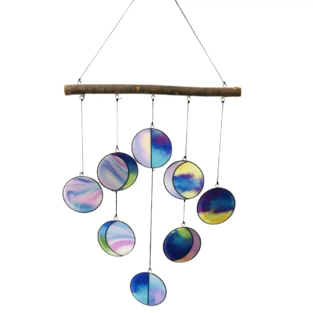 

new Moon Phase Wall Decor Moon Phase Stained Glass Hanging Ornaments for Home Bedroom Office Decoration