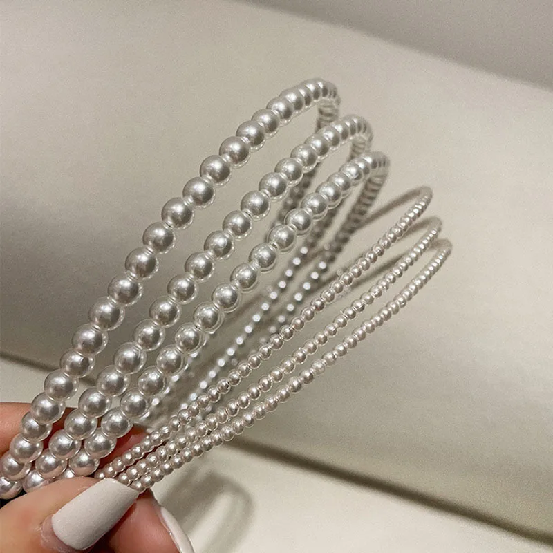 

Imitation Pearl Headband Three-layer Pearls Hair Hoop Fashion Girls Hair Accessories Elegant Full Pearls Hairbands Head Hoop