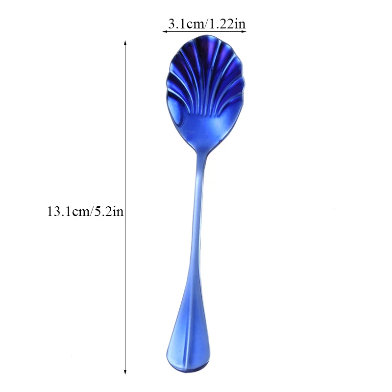

Short Handle Ice Spoon Tableware Stainless Steel Korean Fashion Shell Spoon Classic Simple Creative Colorful Stir Spoon