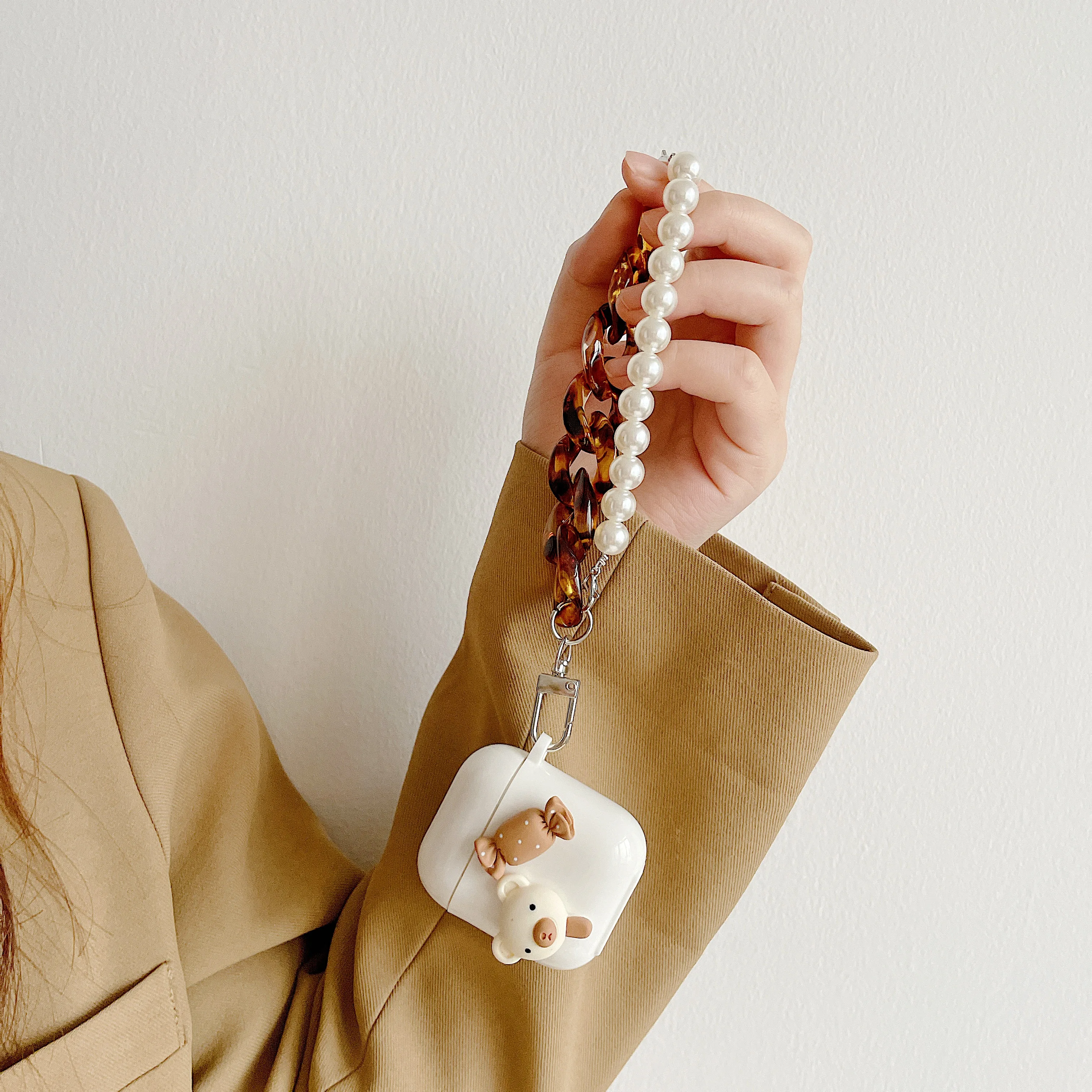 

Earphone Cases For Apple AirPods 1 2 3 Pro Charging Soft TPU Cover Wireless Bluetooth Pearl bracelet Cute Candy Bear Case