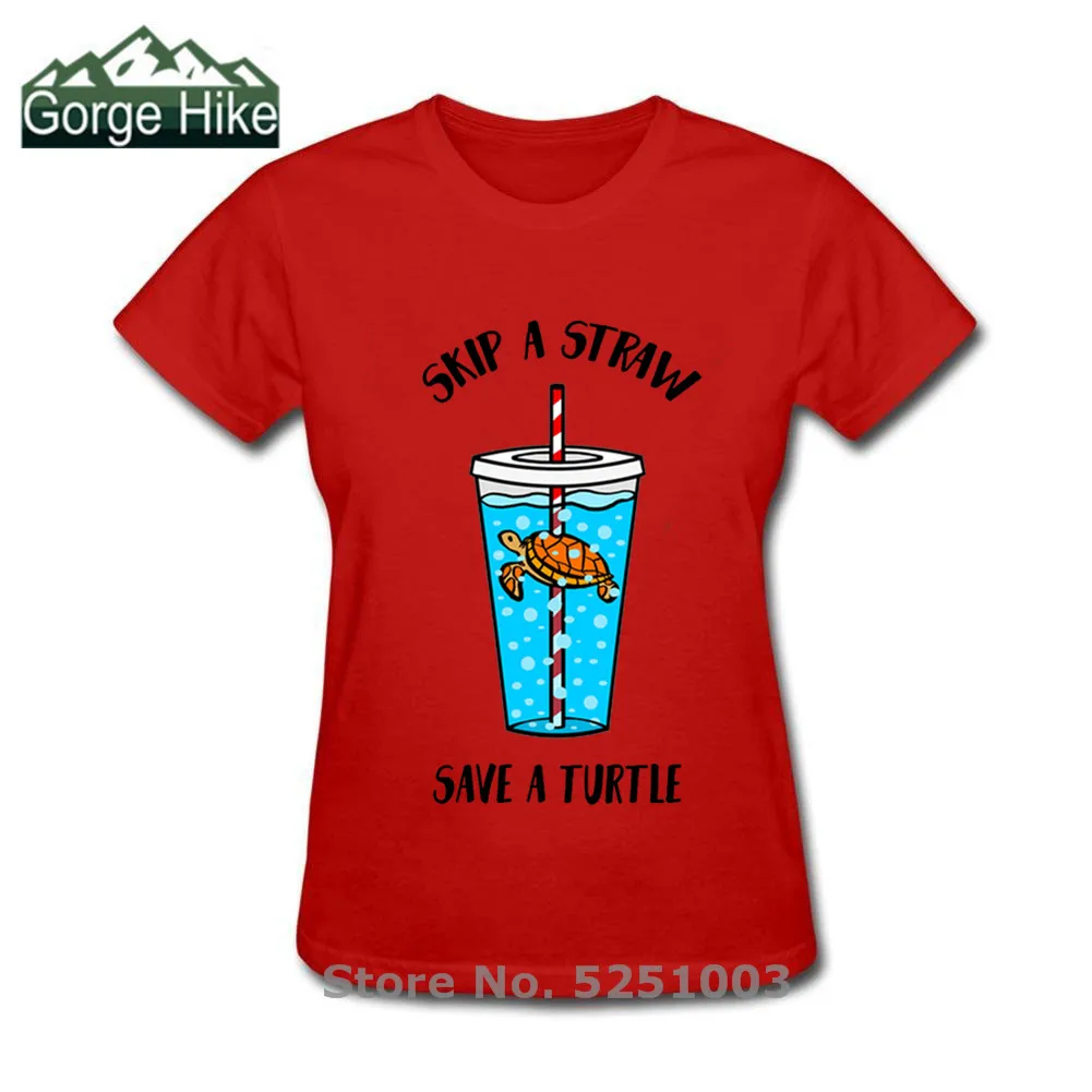 Женская пластиковая футболка Skip A Straw Save Turtle экологически чистая для