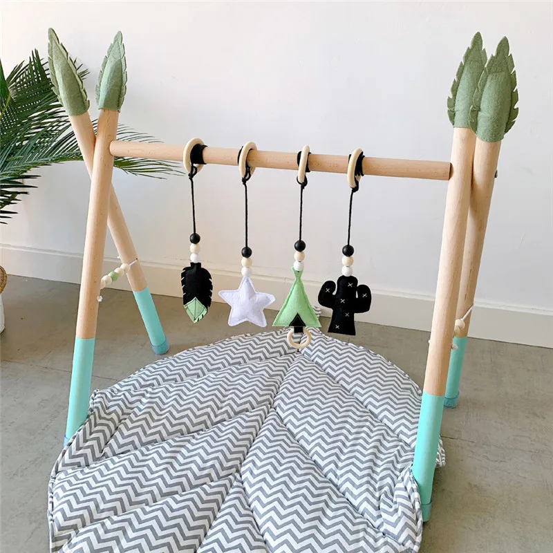 Nordic Baby Activity Gym Play Nursery Sensory Ring-pull Toy Wooden Frame Infant Room Toddler Clothes Rack Gift Kids Room Decor