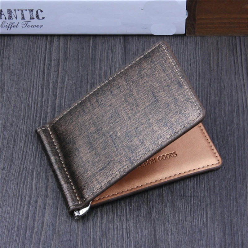 

Men Bifold Business Leather Wallet luxury brand famous ID Credit Card visiting cards wallet magic Money Clips