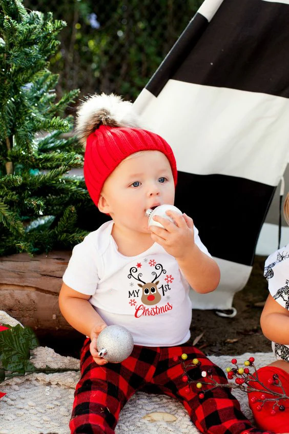 Детский первый Рождественский комбинезон с надписью My 1st Christmas комбинезоны