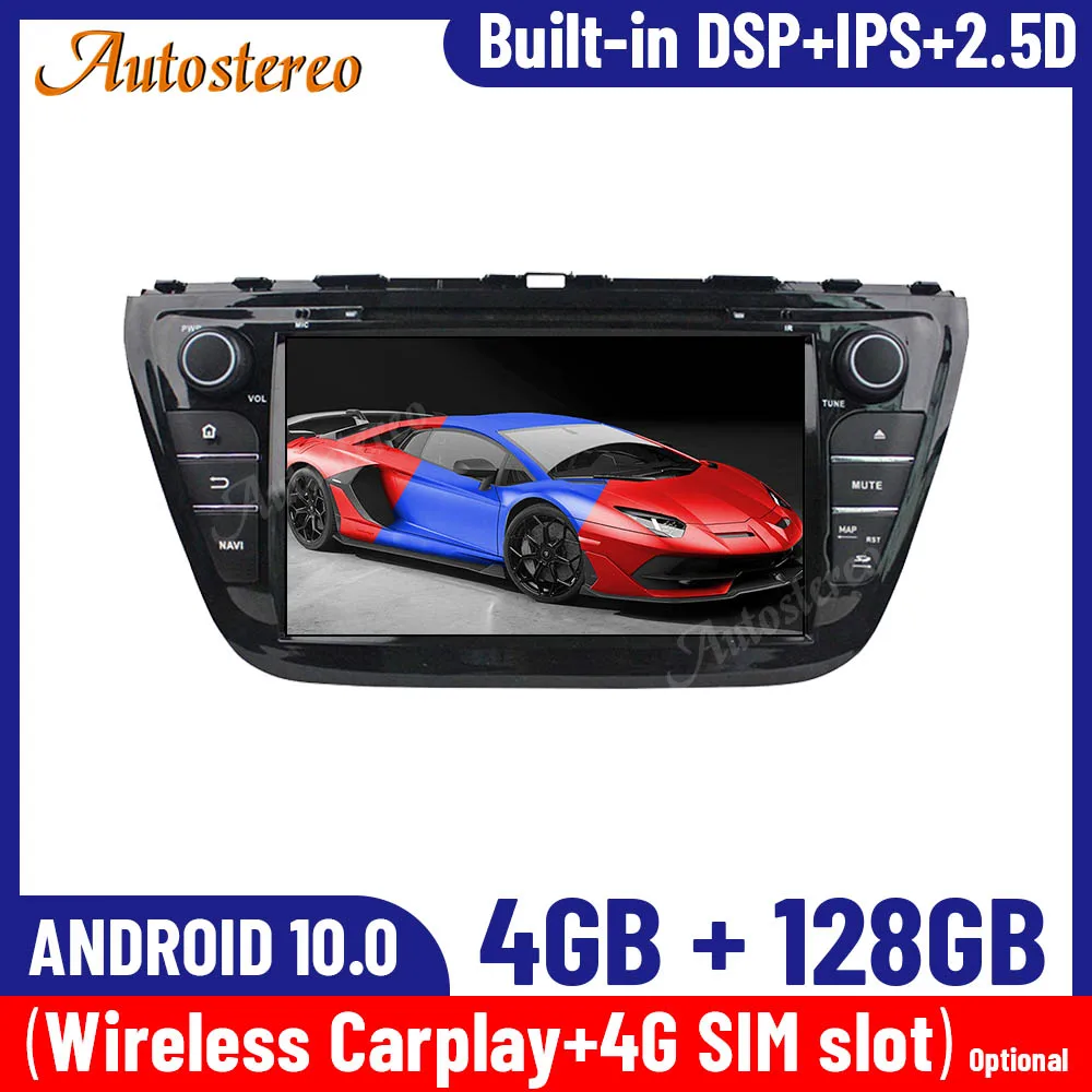 

Android 10.0 Carplay 4+128G For Suzuki S-Cross SX4 2014-2017 IPS Screen Car GPS Navigation Multimedia Player Auto Radio Headunit