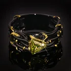 Женское уникальное кольцо с уникальным дизайном, большое индивидуальное кольцо, Черное золото, вольфрам, треугольник, зеленый циркон, свадебное кольцо, Женское кольцо