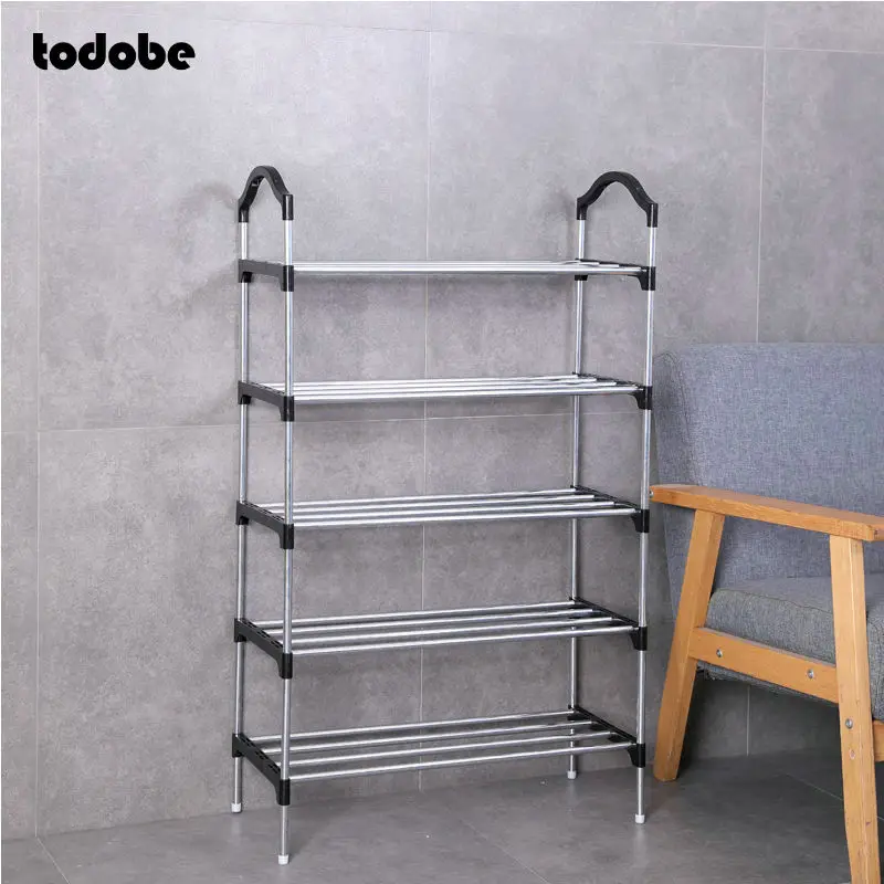Многослойная простая полка для обуви может быть перемещены с поручнем дома и