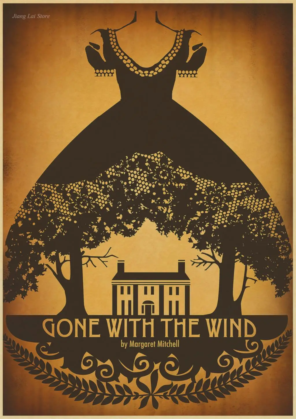 

House decor wall painting famous USA movie poster "Gone With the Wind "caudro art for living room decorative wall sticker