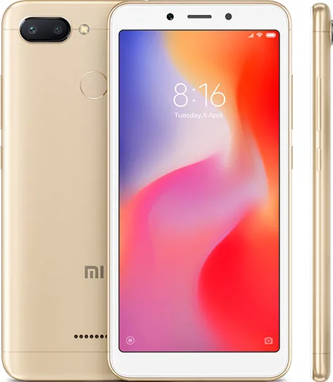 Gold Xiaomi Redmi 6, глобальная версия, 4 Гб ОЗУ, 64 Гб ПЗУ, смартфон Helio P22, четыре ядра, 5,45 дюйма, 18:9, полный экран, 12 Мп+ 5 МП, двойная камера - Цвет: Gold