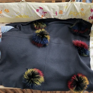 Теплое кашемировое Пеленальное Одеяло для новорожденных, детское одеяло для путешествий и сна, постельные пеленки с помпоном из натурального меха, 6 шт., 15 см