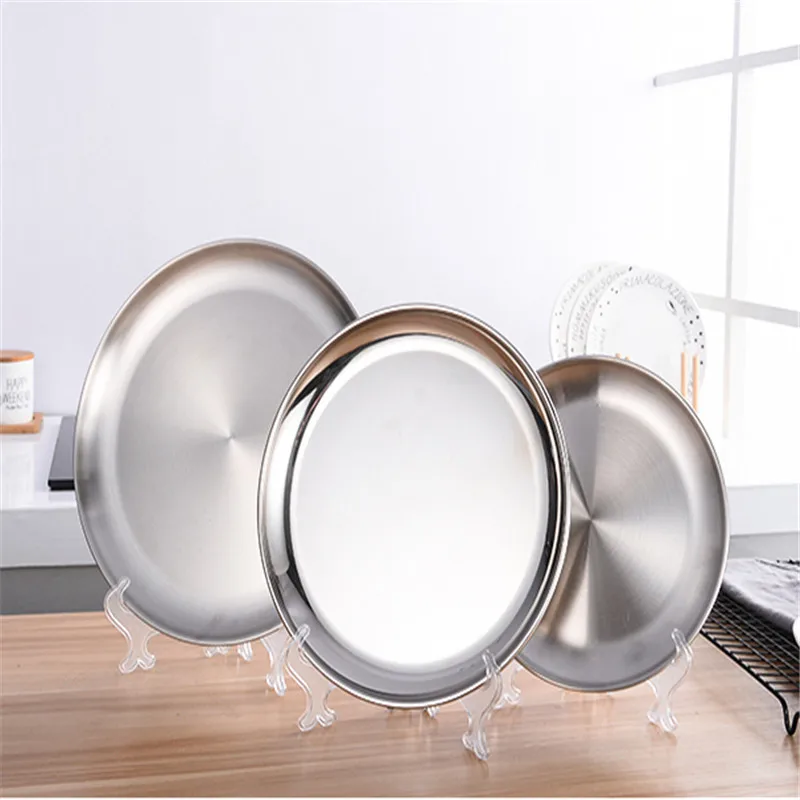Высокое качество корейский 304 нержавеющая сталь круглый поднос для стейка