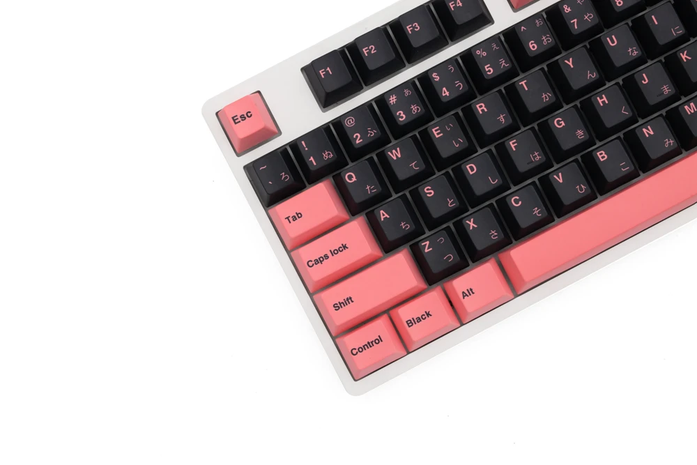 

OMO Black Pink Cherry profile Dye Sub Keycap Japan Japanese Root for mechanical keyboard 60 87 104 tkl ansi xd64 bm60 bm68