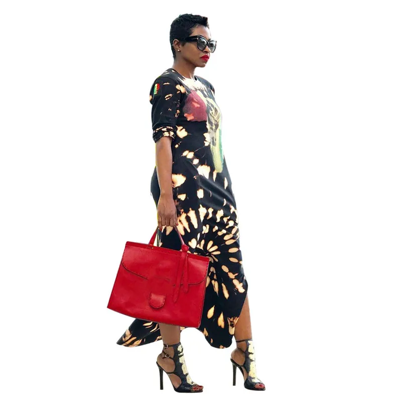 Женское платье с длинным рукавом готическое макси в стиле панк рок принтом