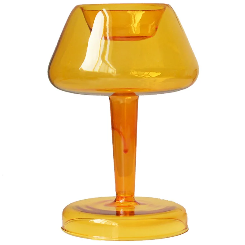 

New Creative Table Lamp Shaped Glass Candlestick Tealight Holder Crystal Candle Holders for Wedding Party Home Bar Office Decor