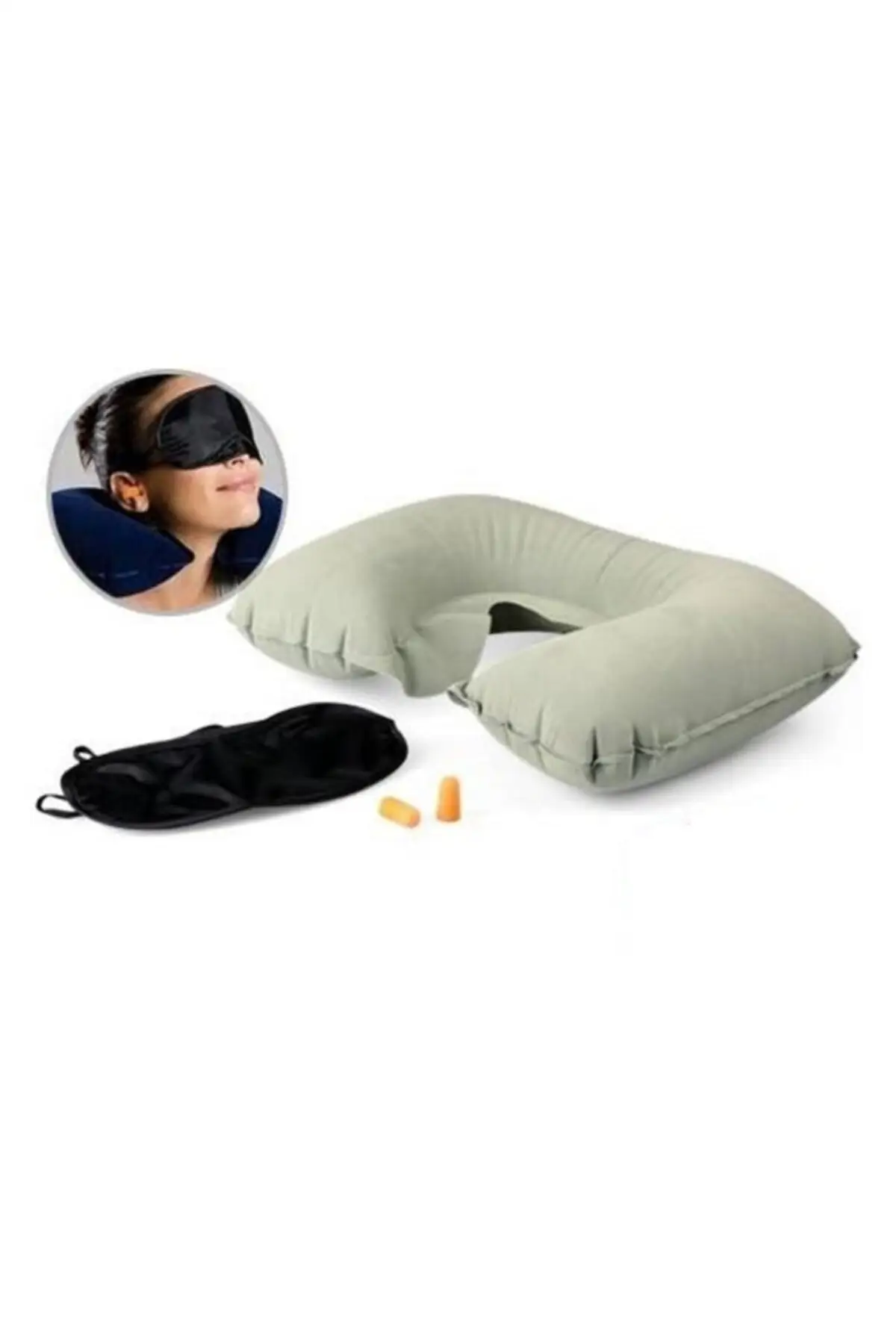 Travel Set (3 Pieces) Pillow, Headphone, Eye Patch Space-saving Quality Set