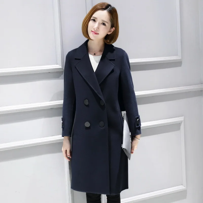 Шерстяное пальто 100% Женская Корейская длинная куртка 2020 осенне-зимняя женское