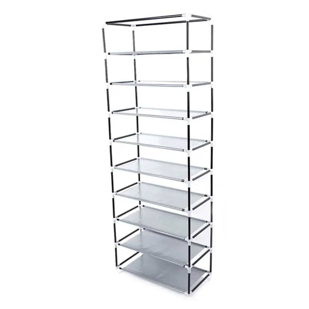 

10 Rows Steel Shoes Rack Organizer Home Furniture Dustproof Non-Woven Shelf Prevent Time Consuming for School Doorway