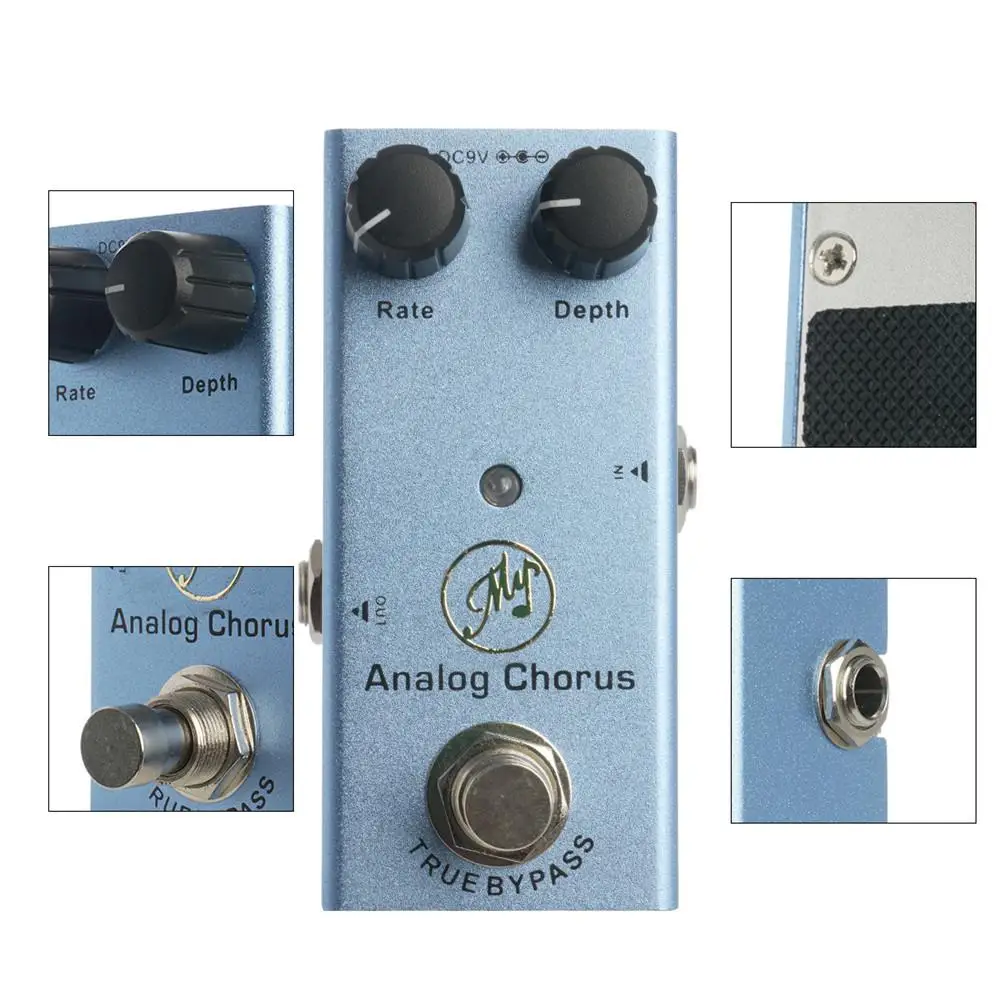 

JDF-7 Electric Guitar Effector Analog Chorus Distortion Blue Effector Aluminum Alloy True Bypass Guitar Pedal with Led Light