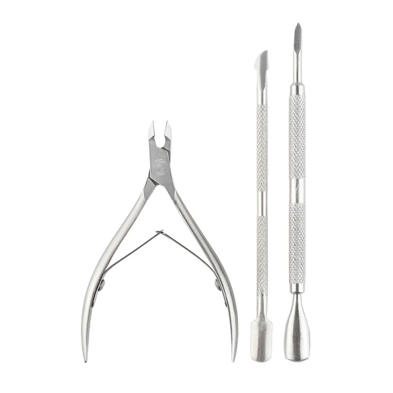 

3Pcs/Set Stainless Steel Nail Art Cutter Scissor 2 Ways Cuticle Clipper Pusher Dead Skin Remover Kit Manicure Pedicure Tools