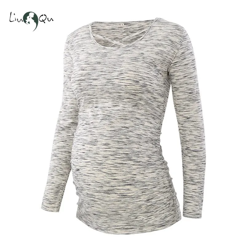 Женские повседневные блузки для беременных топ Одежда v образный вырез крест