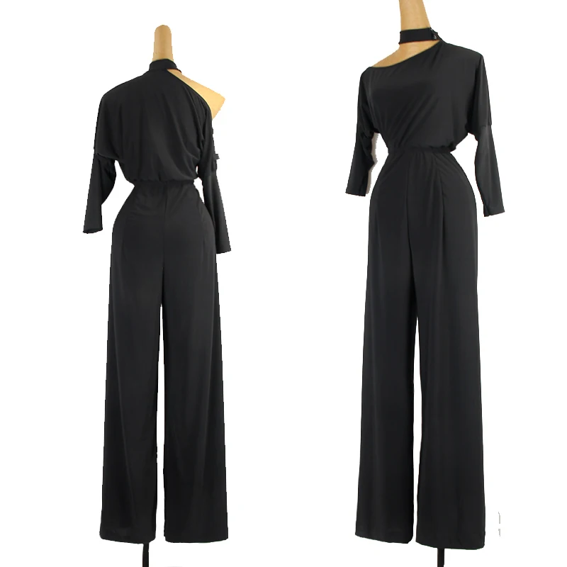 

Платье для латиноамериканских танцев, женский черный сексуальный комбинезон с рукавами «летучая мышь», женская одежда для танго, сальсы, ча...