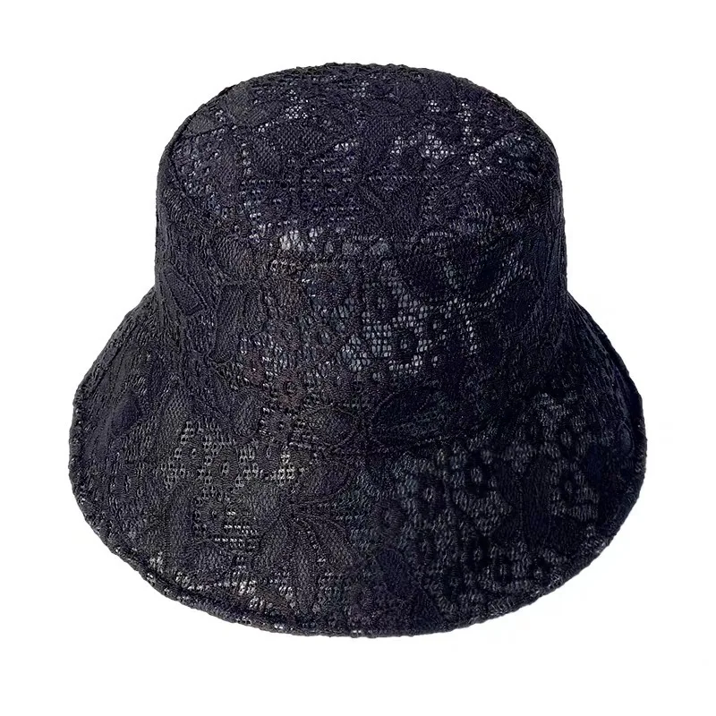 

New Big Brim Little Flower Embroidered Lace Bucket Hat Female Fresh Sun Protection Sunshade Summer Thin Hollow Bucket Hat