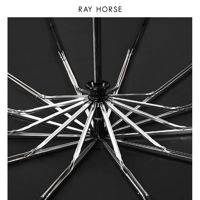 Ray Horse дорожный мужской уличный черный семейный полностью автоматический зонт