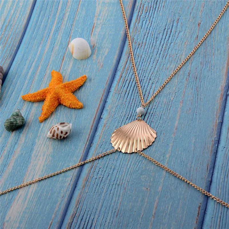 Модные пикантные металлические бусины в форме ракушки цепочка для тела пляжном