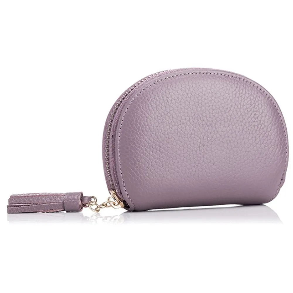 

Leather Tassel Shell Accordion Card Multi Card Slot Customization Korean Fashion Ladies Mini Coin Purse Wallet Zipper Card Bag