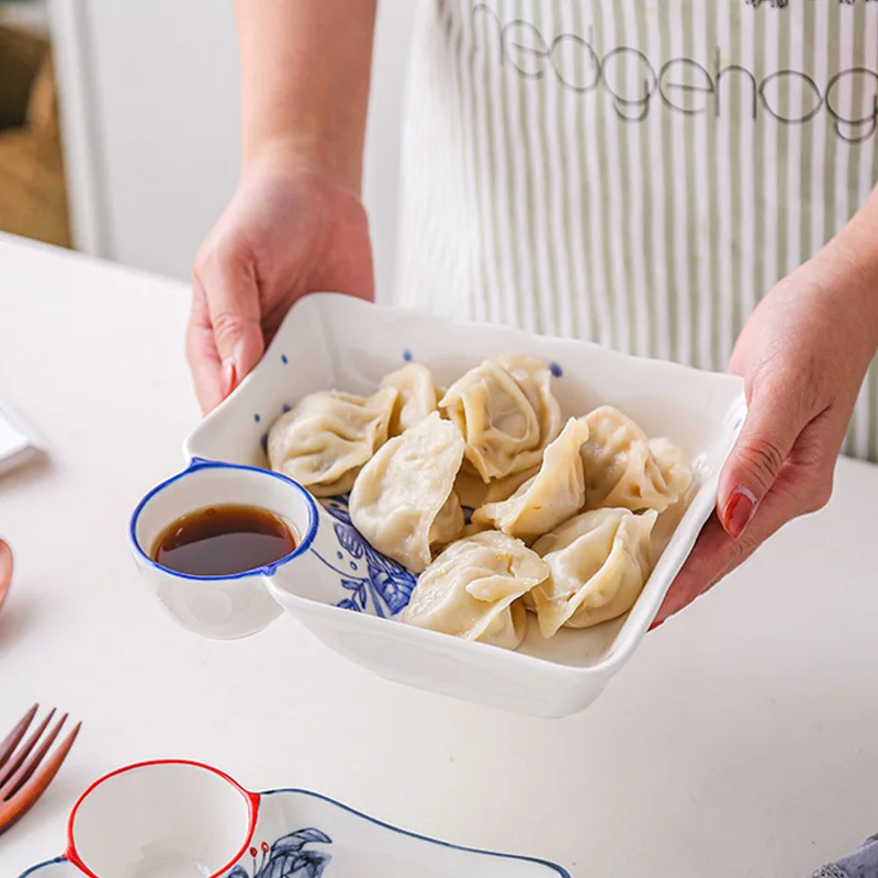 

Ceramic Plate Dish Dumplings Bowl Sushi Plate with Sauce Dish Kitchen Tableware Dinner Plates