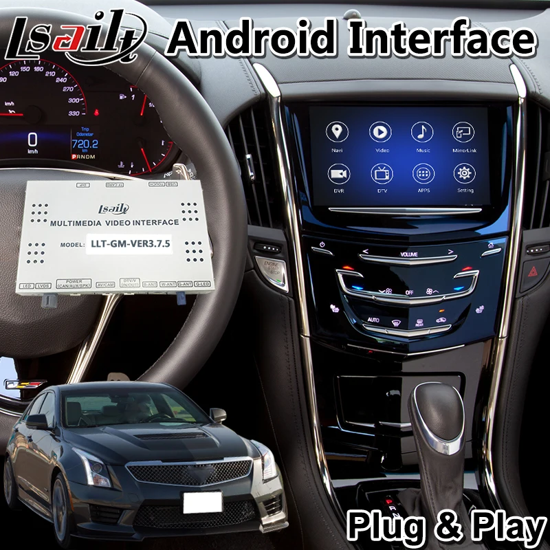 Видеоинтерфейс Lsailt Android для Cadillac ATS CUE System 2014 2019 модель GPS навигации беспроводной