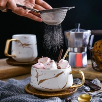 gizili coffee mugs matte luxury nordic marble water cafe tea milk cups condensed coffee ceramic cup saucer suit with dish spoon