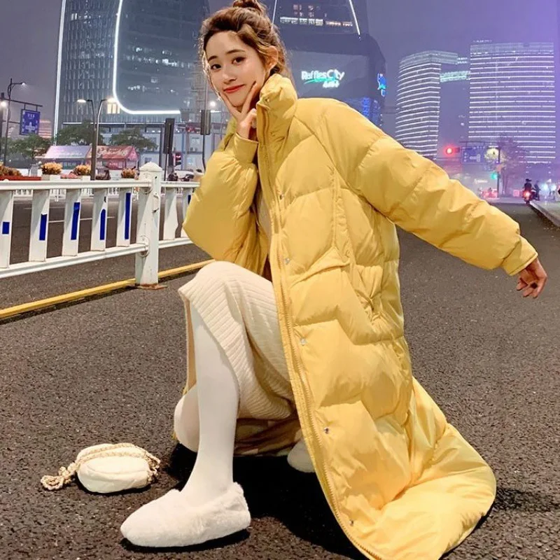 

Mid-length down jacket women winter 2021 new fashion white duck down long-sleeved down jacket