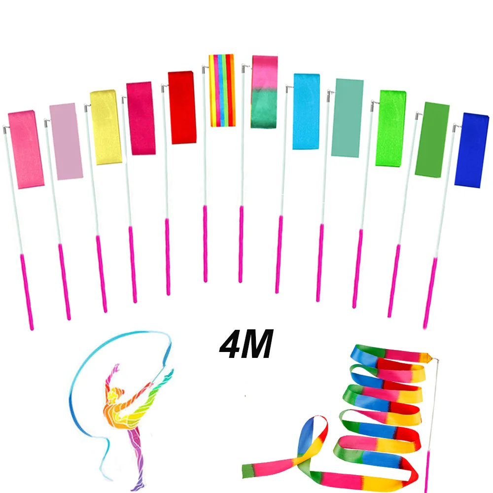 12 штук 4 м танцевальные ленты стримеры Ритмическая гимнастика для детей девочек