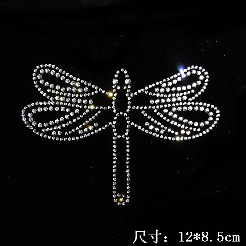 

2pc/lot Dragonfly design stones sticker hot fix motif iron on crystal transfers design iron on rhinestone patch appliques