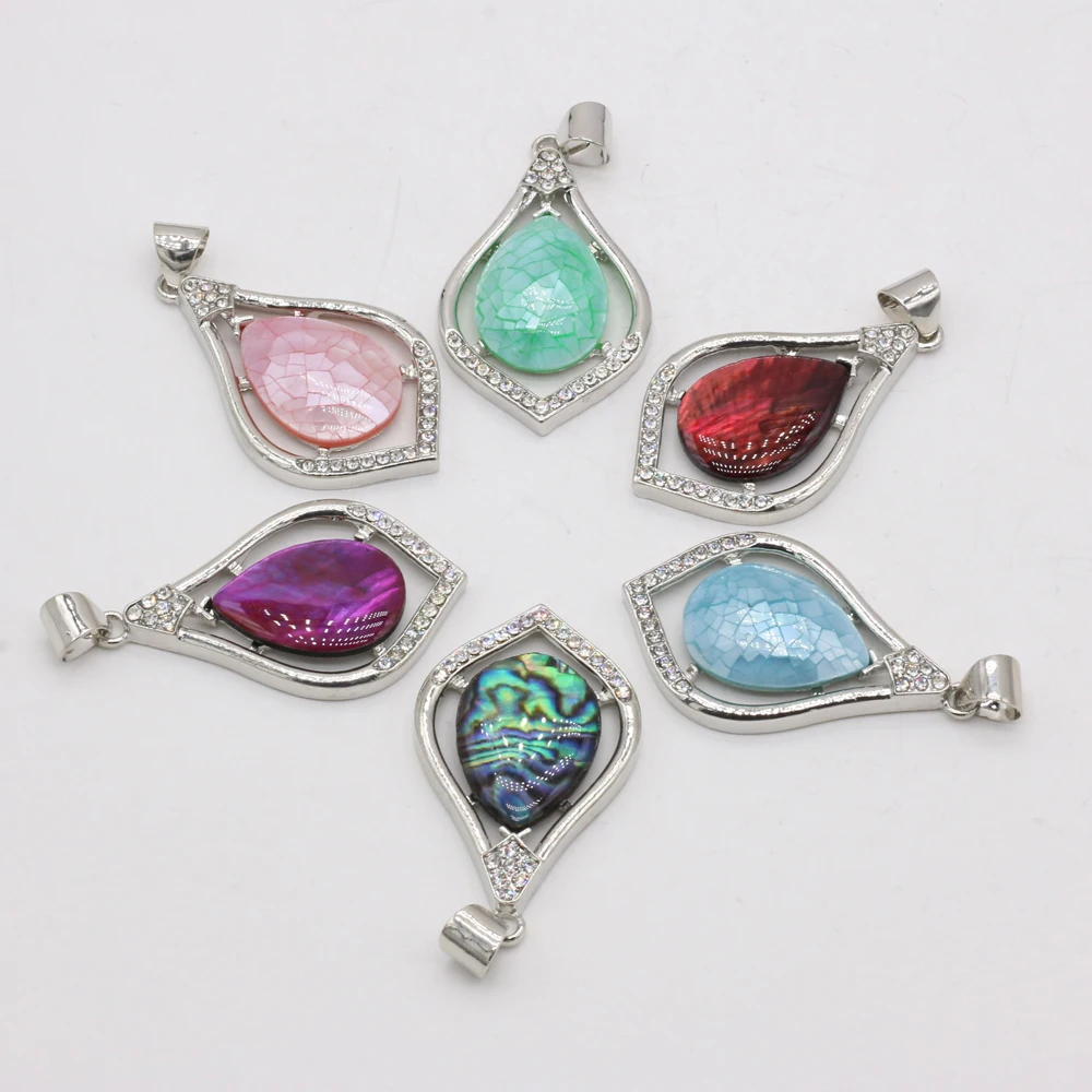 

Hot Selling Natural Shell Drop Shaped Alloy Pendant DIY Pendant Making Necklace Bracelet Jewelry 30x50mm