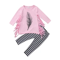 lioraitiin new casual newborn toddler baby girl clothes princess dress tassel outfit clothes tops striped leggings pants set