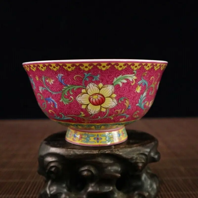 

Chinese Old Porcelain Pastel Enamel Flower Pattern Bowl